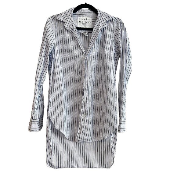 Frank & Eileen Grayson Navy Blue Stripe Cotton Button Down Shirt XS - Picture 2 of 11